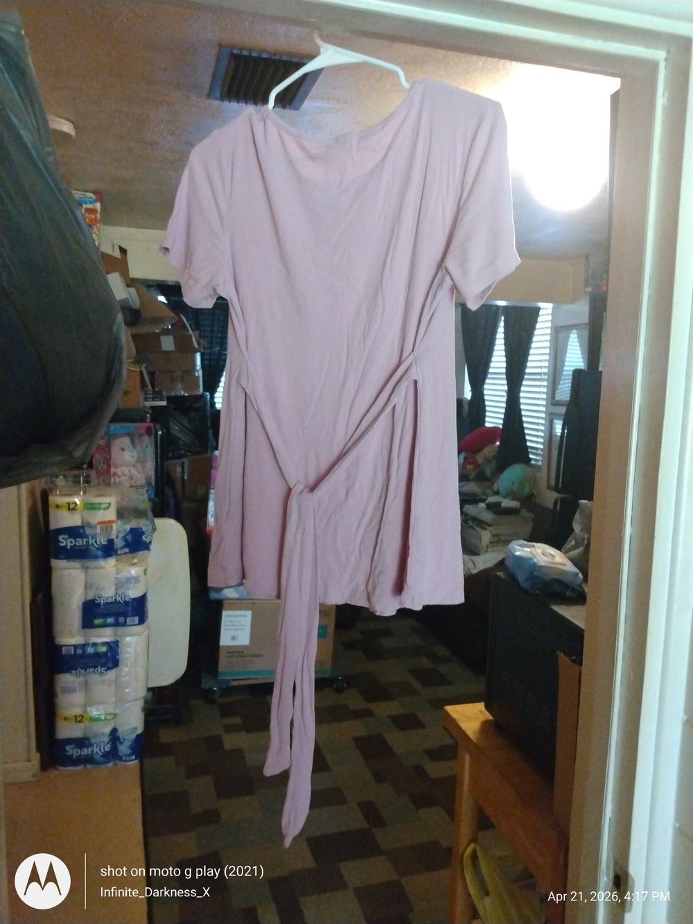 SMALLSHOW Ribbed Light Pink Tee - Crew Neck - Picture 4 of 5